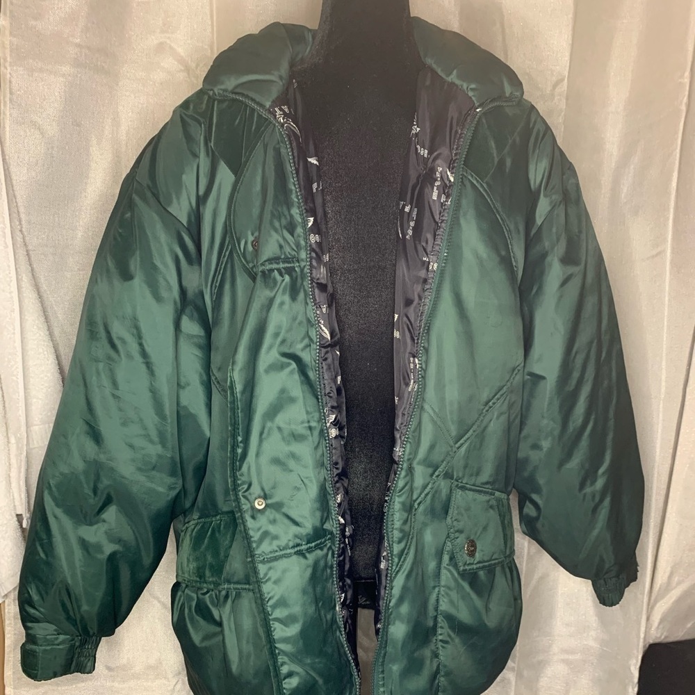 Vintage 90s Triple Fat Goose Down Coat Winter Jacket Parka Size large green - Picture 5 of 16